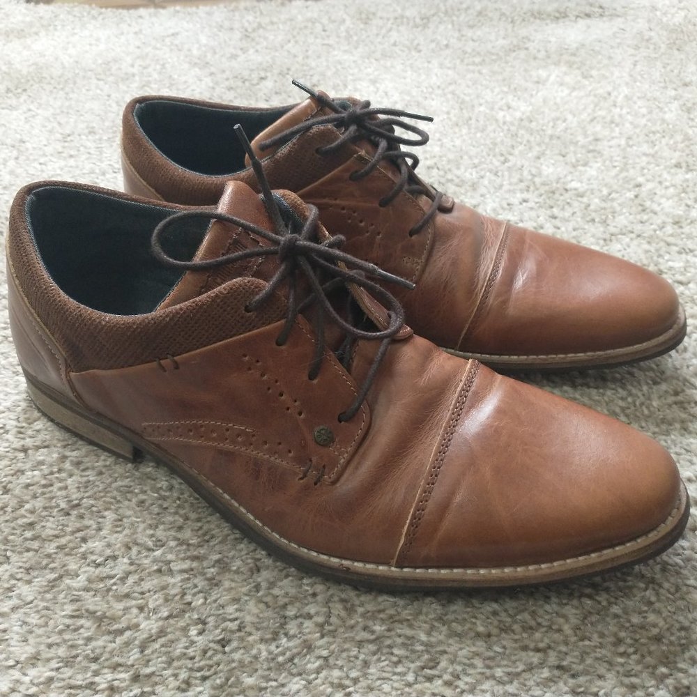 Bull Boxer Size US 10 / EU 43, Brown Cognac Leather Shoes, Handmade